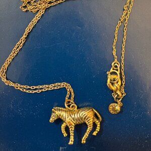 J.CREW Gold Zebra Pendant Necklace
